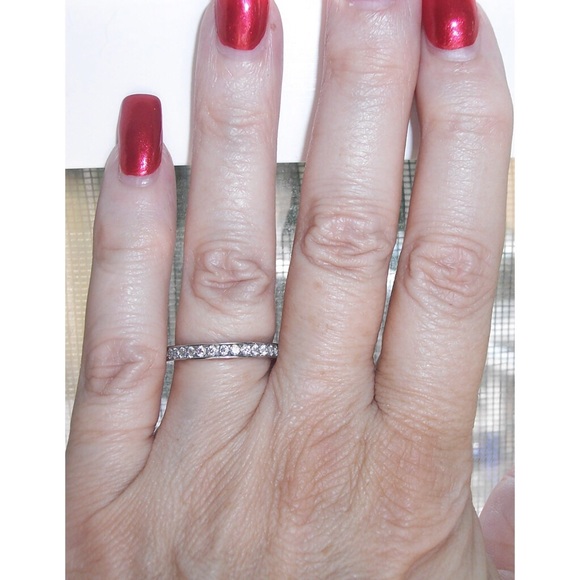 STAINLESS STEEL Cubic Zirconia Eternity Band Ring - Picture 2 of 13